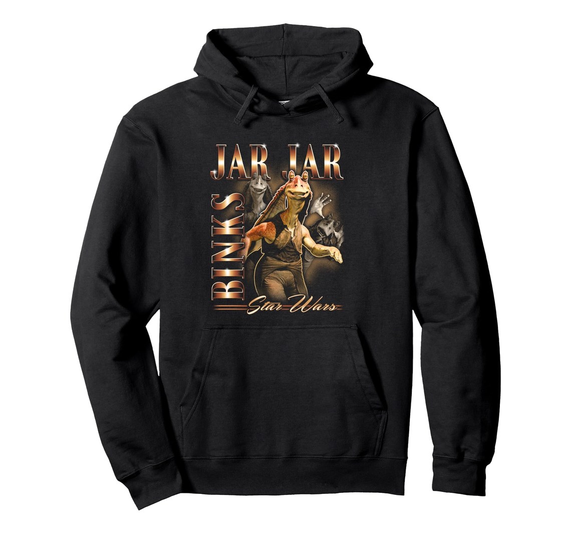 スター・ウォーズ エピソード1／ファントム・メナス ジャー・ジャー・ビンクス Jar Jar Binks ポスターデザイン プルオーバー パーカー 長袖 ユニセックス｜Basqueバスク