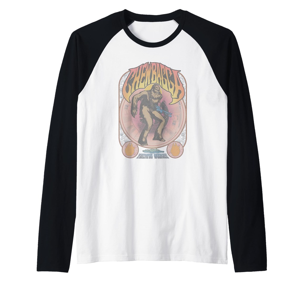 スターウォーズ チューバッカ Chewbacca 70年代 ポスターデザイン ラグラン Tシャツ 七分袖｜Basqueバスク