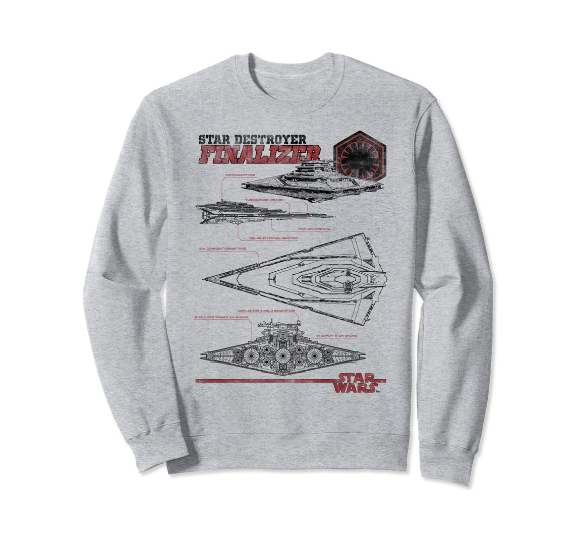 スターウォーズ Star Wars スター・デストロイヤー ファイナライザー Star Destroyer Finalizer 設計図 スウェット トレーナー 長袖 ユニセックス｜Basqueバスク 10,875円