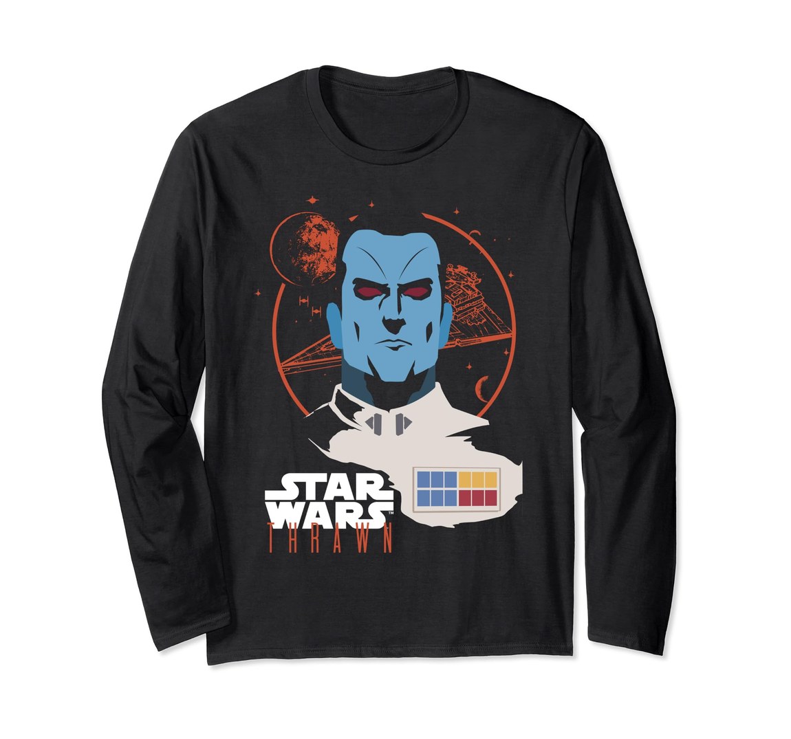 スター・ウォーズ スローン大提督 Admiral Thrawn キャラクター ポートレート デザイン ロングTシャツ 長袖 ユニセックス｜Basqueバスク