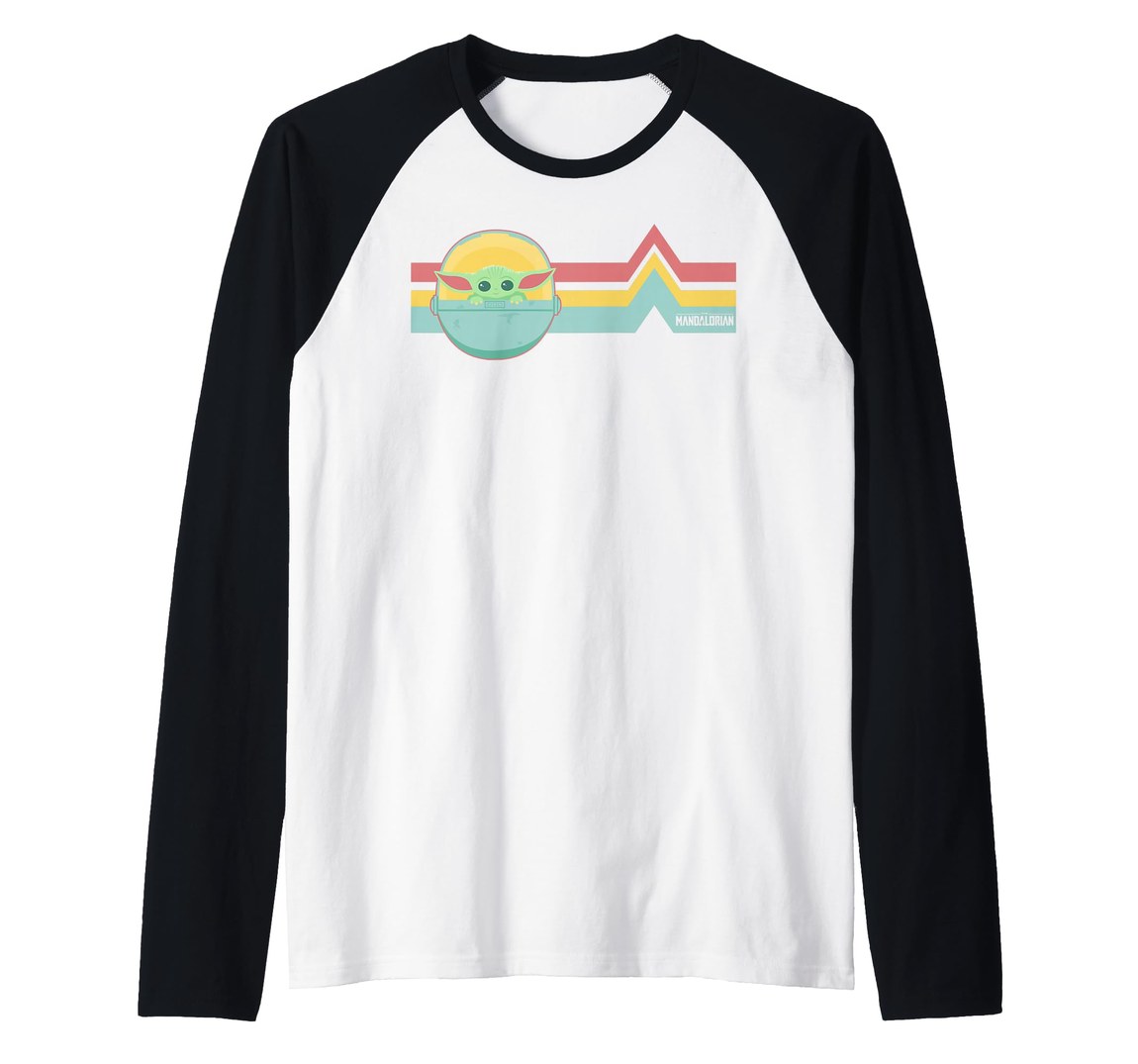 スターウォーズ マンダロリアン ザ・チャイルド(グローグー) The Mandalorian The Child レインボーライン ロゴ ラグランTシャツ 半袖｜Basqueバスク