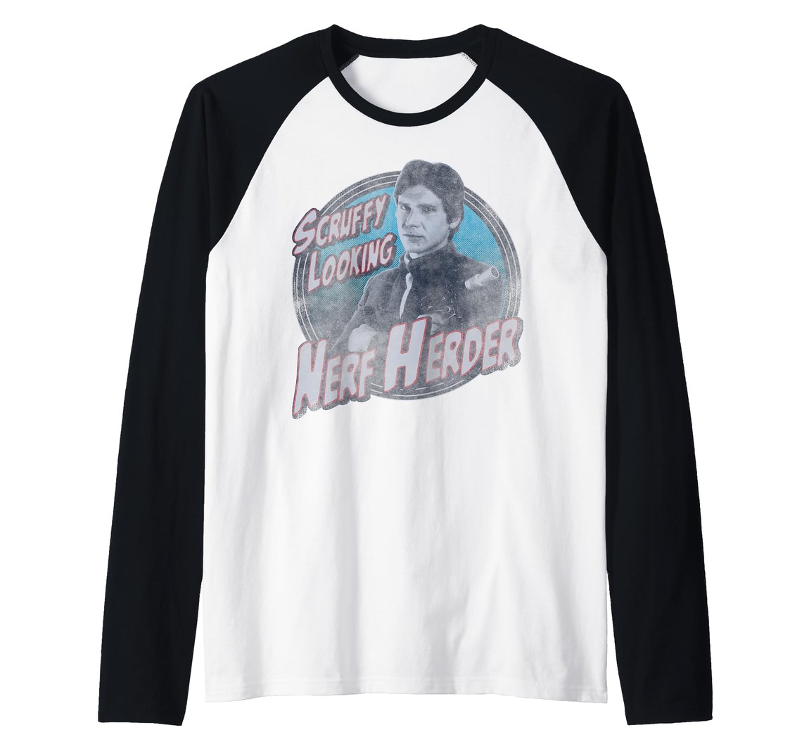 スターウォーズ ハン・ソロ Han Solo Scruffy Looking Nerf Herder ポートレート デザイン ラグラン Tシャツ 半袖｜Basqueバスク 8,814円