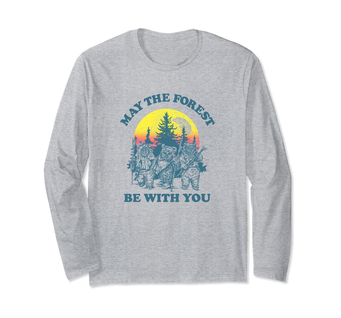 スターウォーズ イウォーク Ewok 夕日 サンセット May The Forest Be With You アースデイ Earth Day ロングTシャツ 長袖 ユニセックス|Basqueバスク