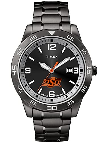 Timexタイメックス トリビュート メンズ カレッジエイト アクレーム 42mm 腕時計 オクラホマ州立大学カウボーイズ ブラックスチール エクスパンションバンド