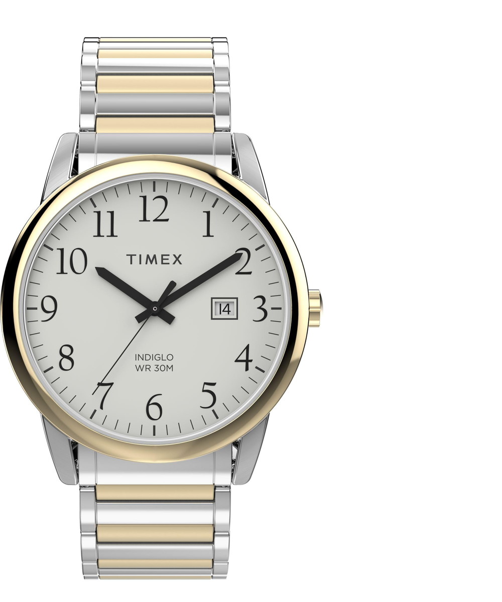 Timexタイメックス メンズ イージーリーダー 40mm ウォッチ ツートーン エキスパンションバンド ホワイトダイヤル ツートーンケース