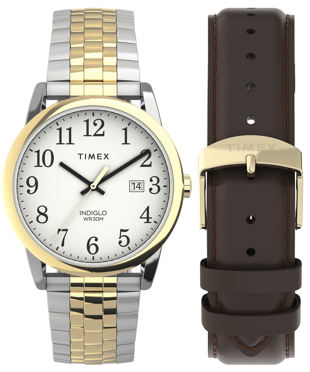 Timexタイメックス メンズ イージーリーダー クラシック 38mm ウォッチ ツートーン エキスパンション バンド ホワイト ダイヤル ツートーン ケース 15,120円