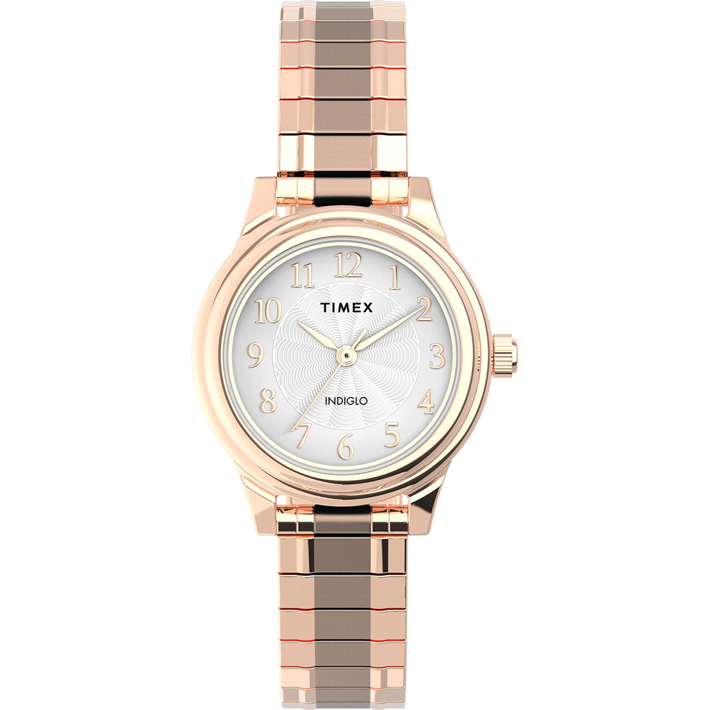 Timexタイメックス レディース クラシック 28mm ローズゴールドトーン ステンレススチール エクスパンションバンド ウォッチ