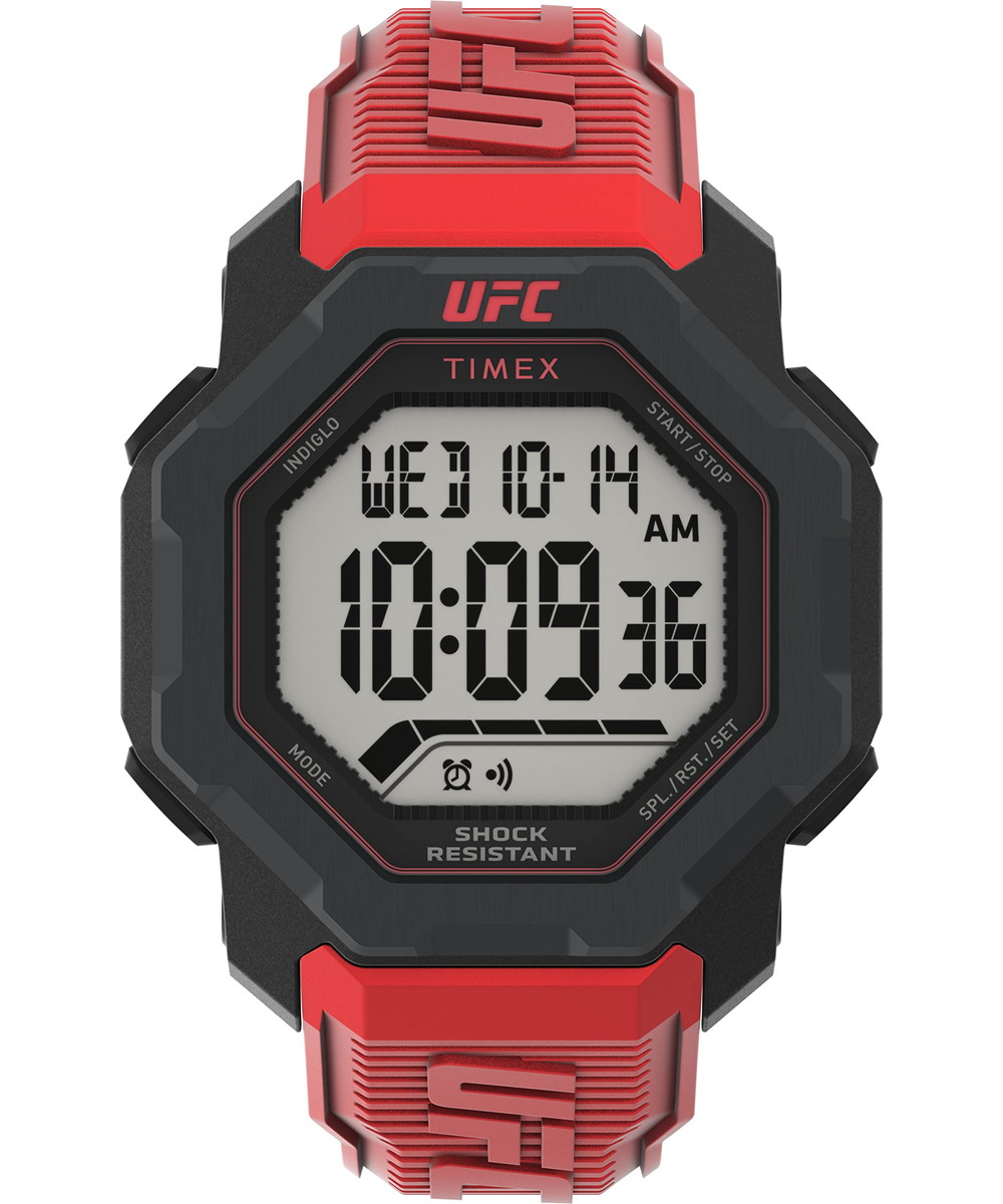 Timexタイメックス UFC メンズ ノックアウト 48mm ウォッチ レッド ストラップ デジタル ダイヤル ブラック ケース