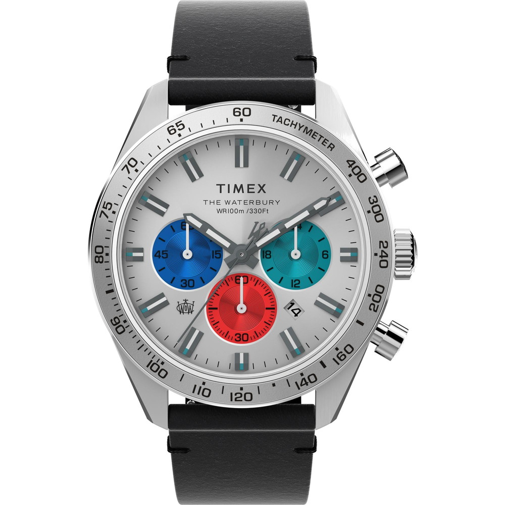 Timexタイメックス メンズ ウォーターベリー クロノグラフ 41mm 腕時計 ブラック ストラップ シルバー ダイアル ステンレススチール ケース