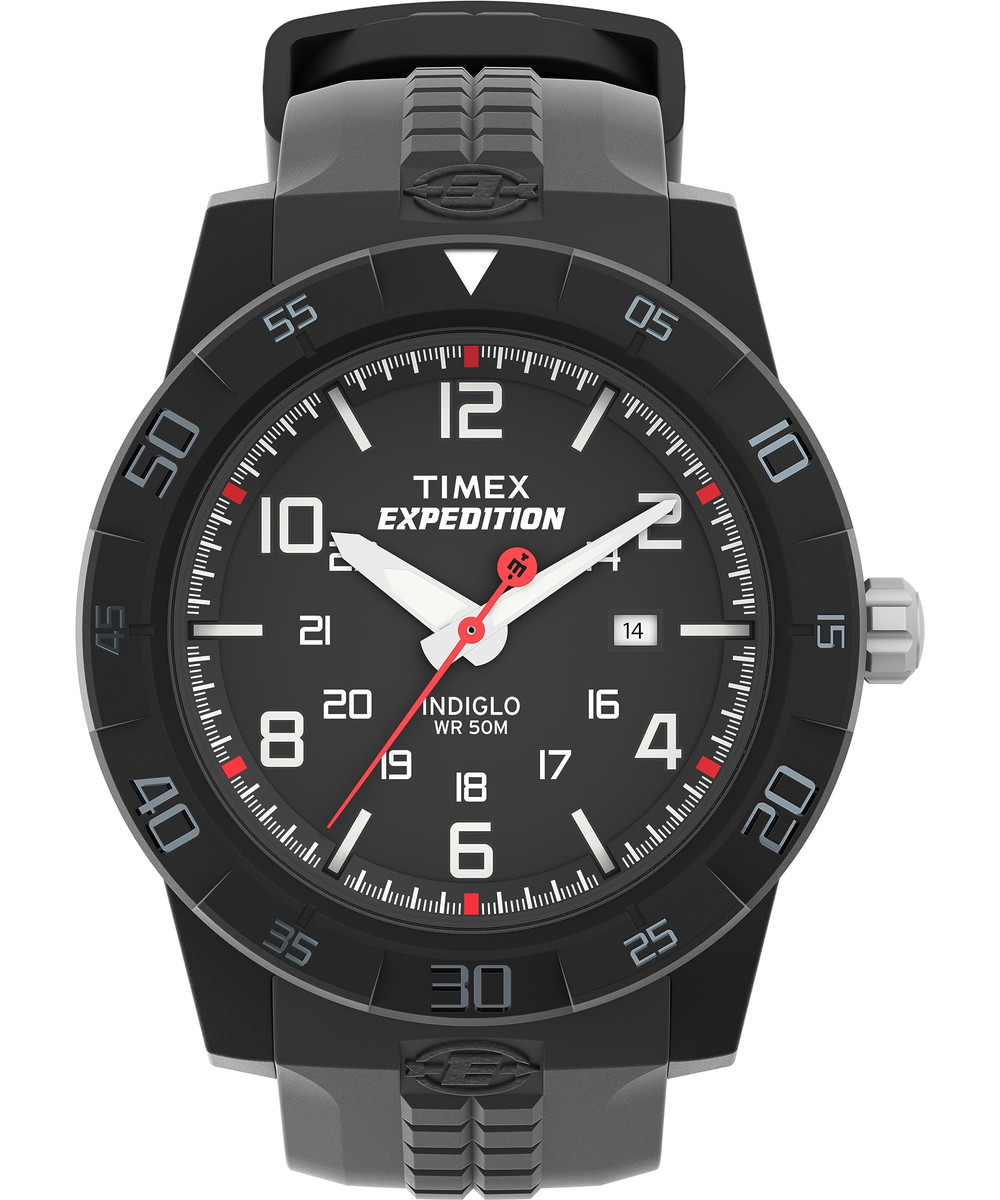 Timex メンズ T49831 Expedition Rugged Analog ブラックレジンストラップウオッチ