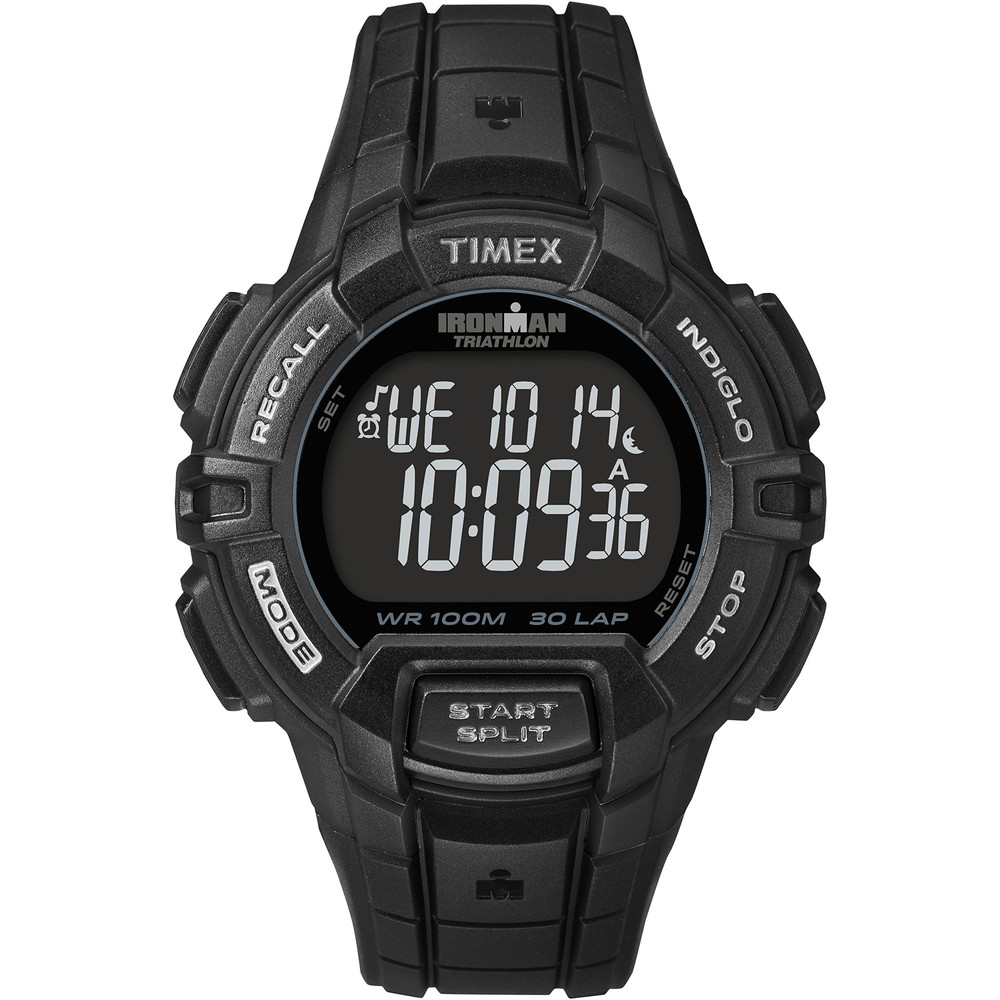 Timex メンズ Ironman Triathlon Rugged 30 44粍 ウオッチ 黒いこと容れもの ブラックレジンストラップ