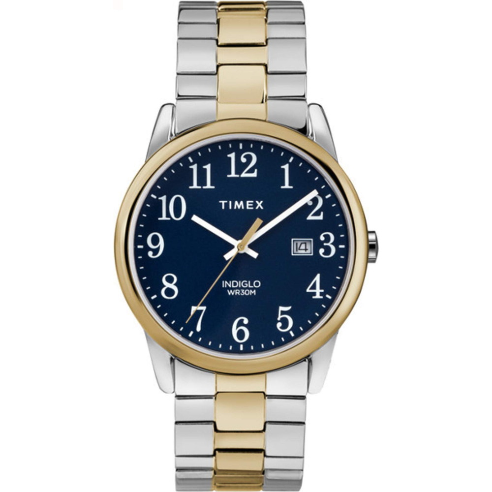 Timex メンズ Easy Reader 38mm 腕時計 ツートーンケース ブルーダイアル ツートーンステンレススチールエクスパンションバンド