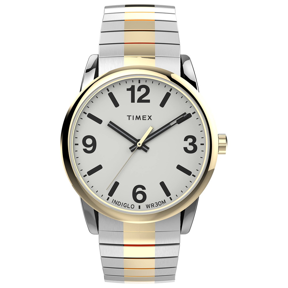 Timex メンズ Easy Reader Bold 38mm Perfect Fit 腕時計 ツートーンケース ホワイトダイアル ツートーンエクスパンションバンド｜Basqueバスク