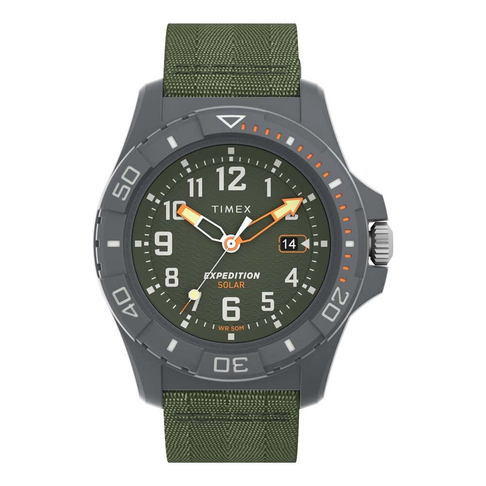 Timex メンズ Expedition North Freedive Ocean 46粍 ウオッチ - グリーンストラップ 緑であること文字盤 薄墨色容れもの