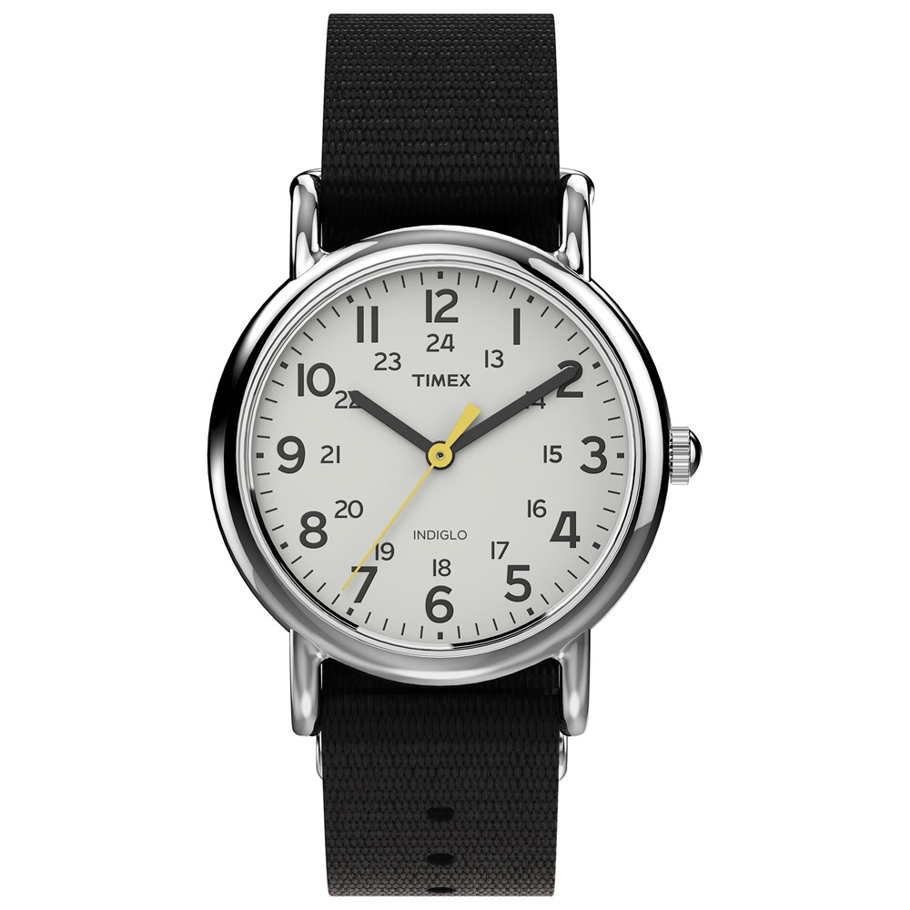 Timex レディース Weekender 31mm 腕時計 シルバートーンケース ホワイトダイアル ブラックファブリックストラップ 11,088円