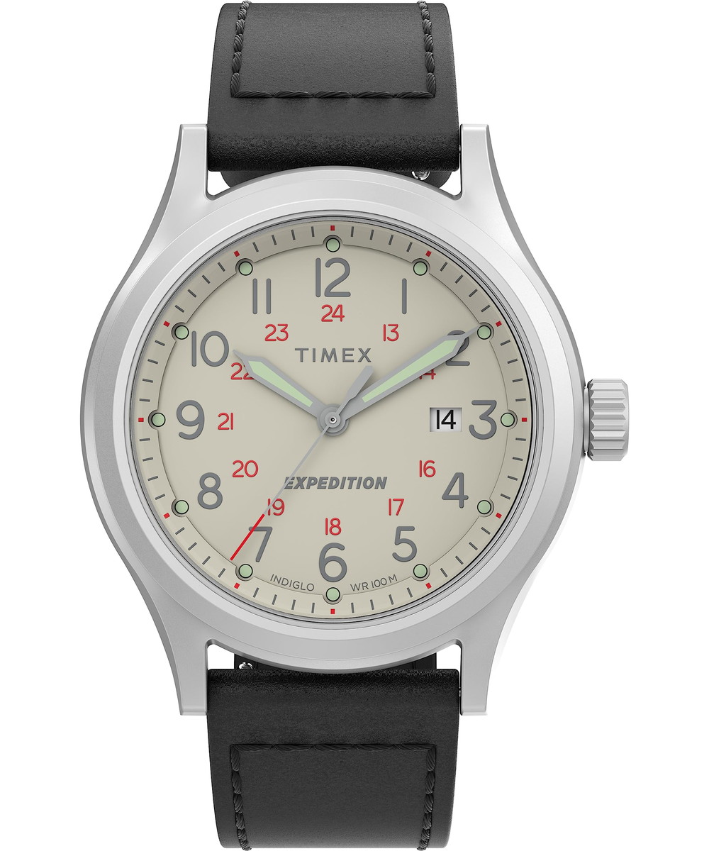 Timex メンズ Expedition North Sierra 40粍 ウオッチ - ブラックストラップ 皮膚軟化剤文字盤 ステンレススチールケース