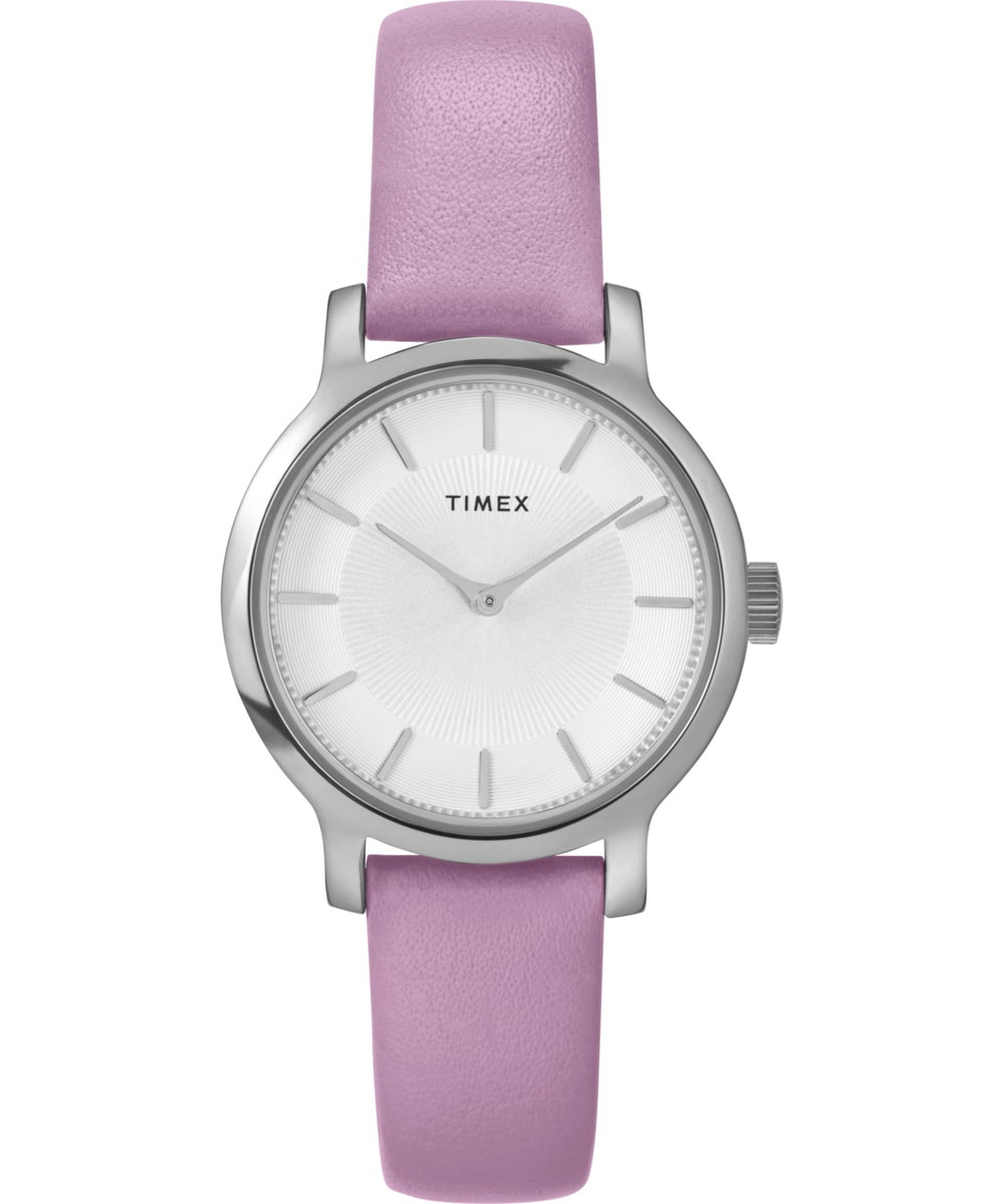 Timex レディース トランセンド 31粍 御覧になる - パープルストラップ シルバートーンダイヤル シルバートーンケース