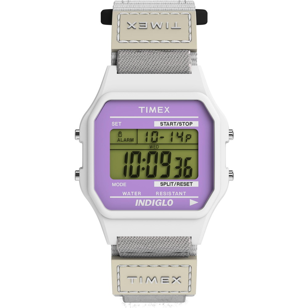Timex メンズ Classical Digital 36mm 腕時計 ホワイトストラップ デジタルダイアル ホワイトケース