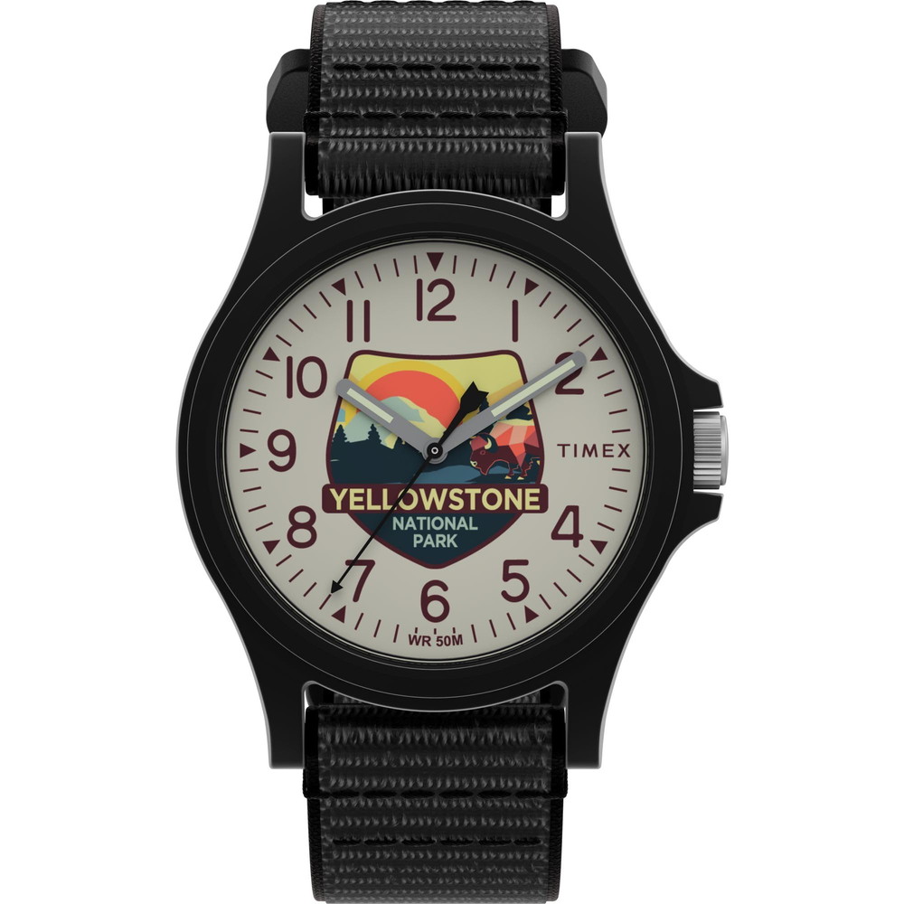 Timex ユニ一発やる Yellowstone National Park 40粍 ウォッチ - 黒いことFastwrap 皮膚軟化剤文字盤 黒いこと入れもの
