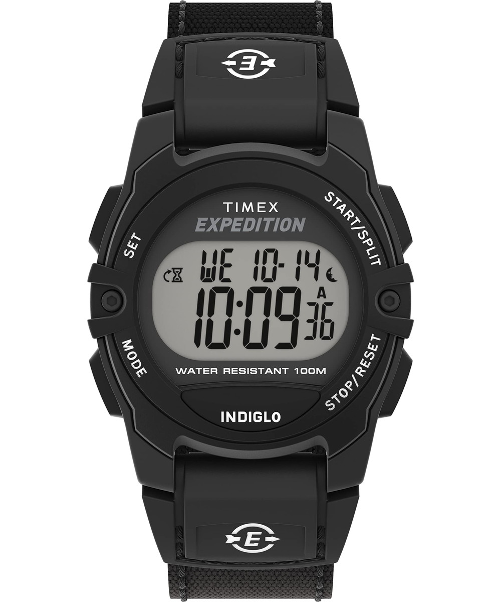 Timex ユニ一発やる Expedition CAT ミッドサイズ 33粍 ウオッチ ブラックストラップ デジタル文字盤 黒いこと容れもの