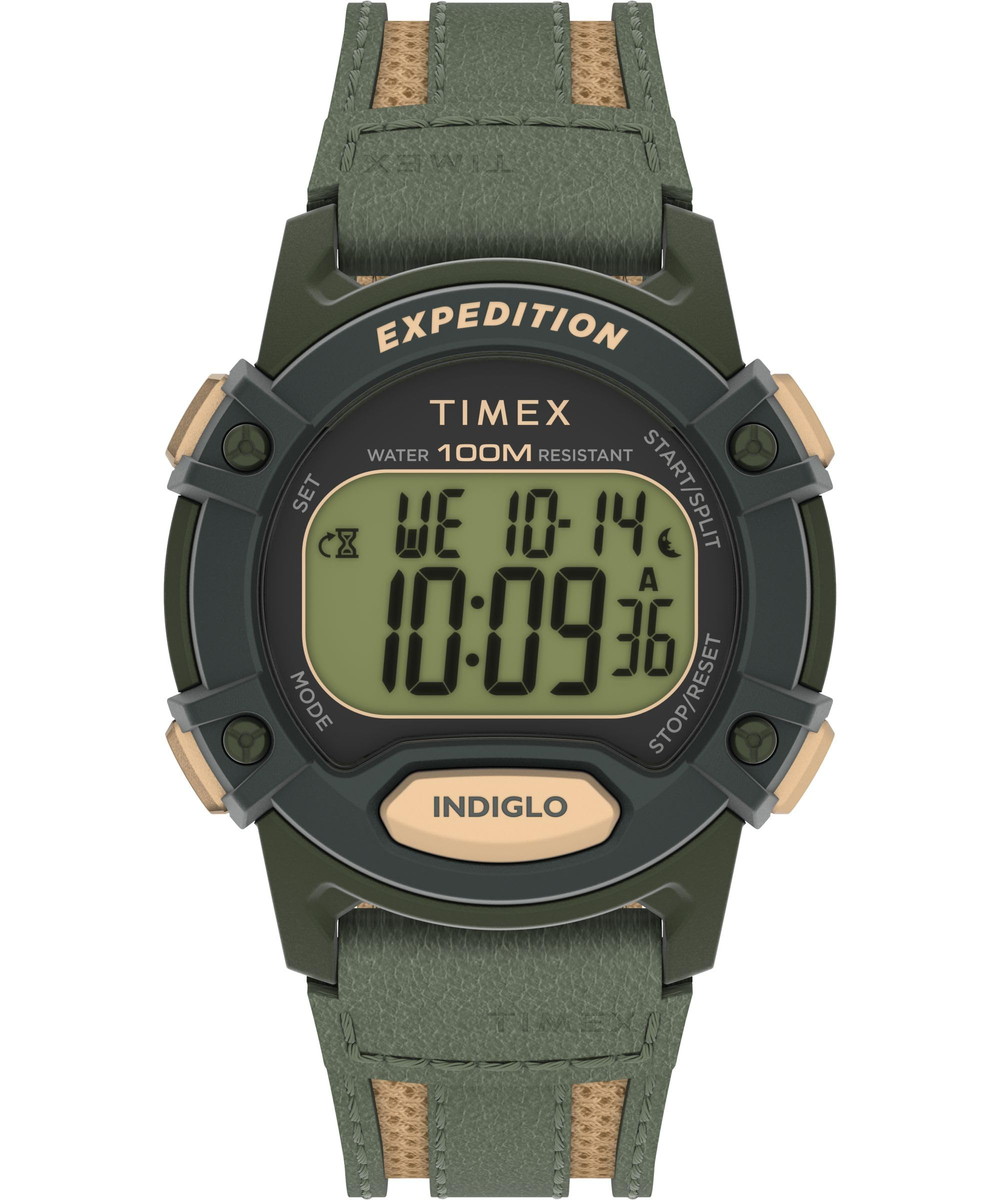 Timex メンズ Expedition CAT5 41粍 ウオッチ - グリーンストラップ デジタル文字盤 緑であること容れもの