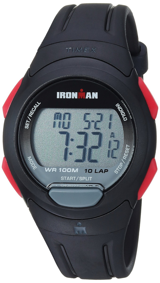 Timex メンズ TW5M16400 Ironman Essential 10 ブラック/レッド レジンストラップ腕時計