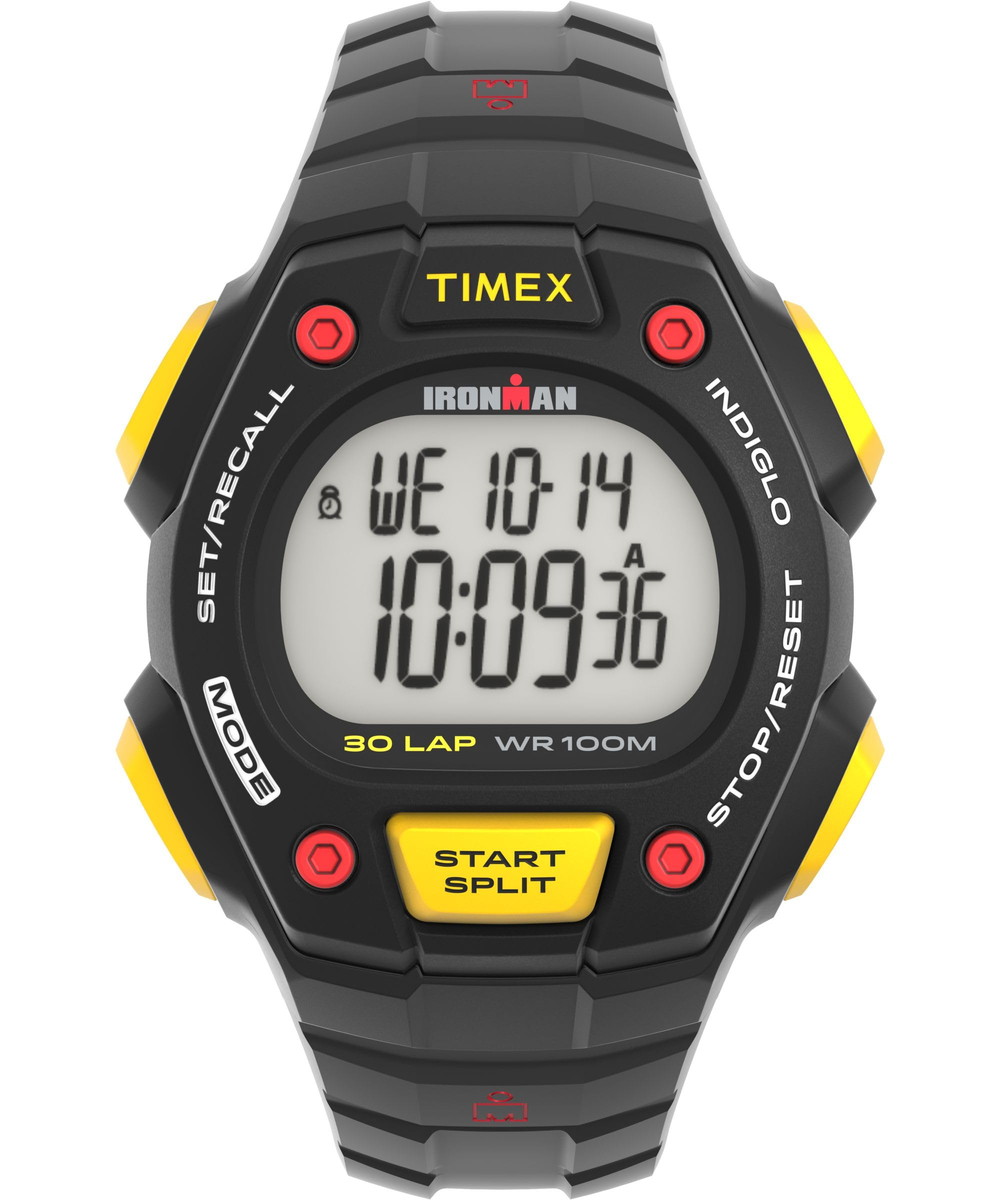 Timex メンズ Ironman Triathlon Classic 30 41粍 ウオッチ - ブラックストラップ デジタル文字盤 黒いこと容れもの