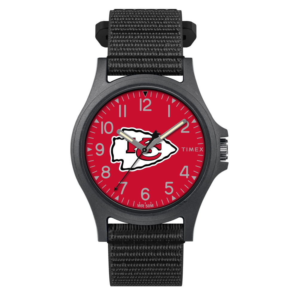 Timex メンズ NFL 思いあがり 40粍 御覧になる - Kansas City Chiefs ブラックファストラップストラップ付き添い人