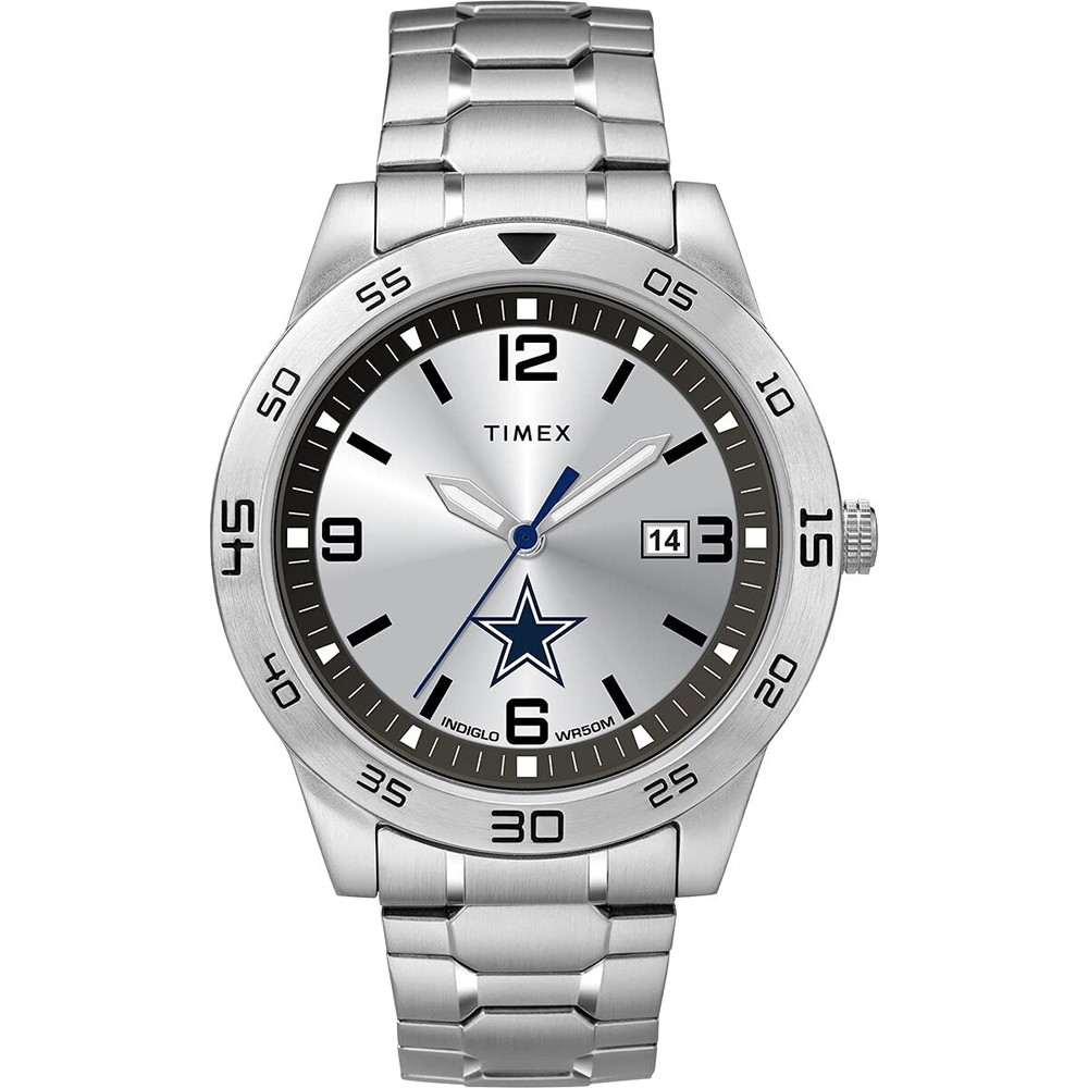 Timex Tribute メンズ NFL Citation 42mm 腕時計 Dallas Cowboys ステンレススチールエクスパンションバンド