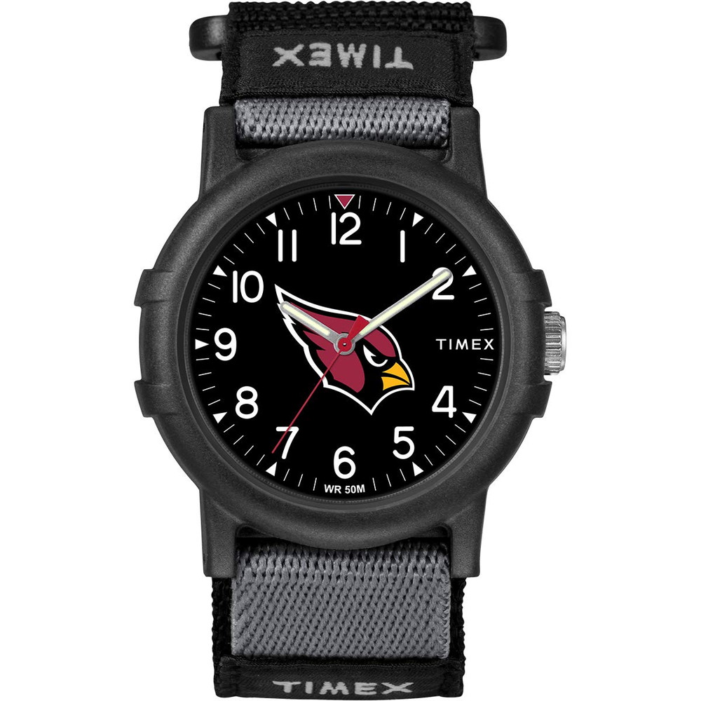 Timex NFL Recruit 38粍 ウオッチ Arizona Cardinals ブラックファブリックストラップ