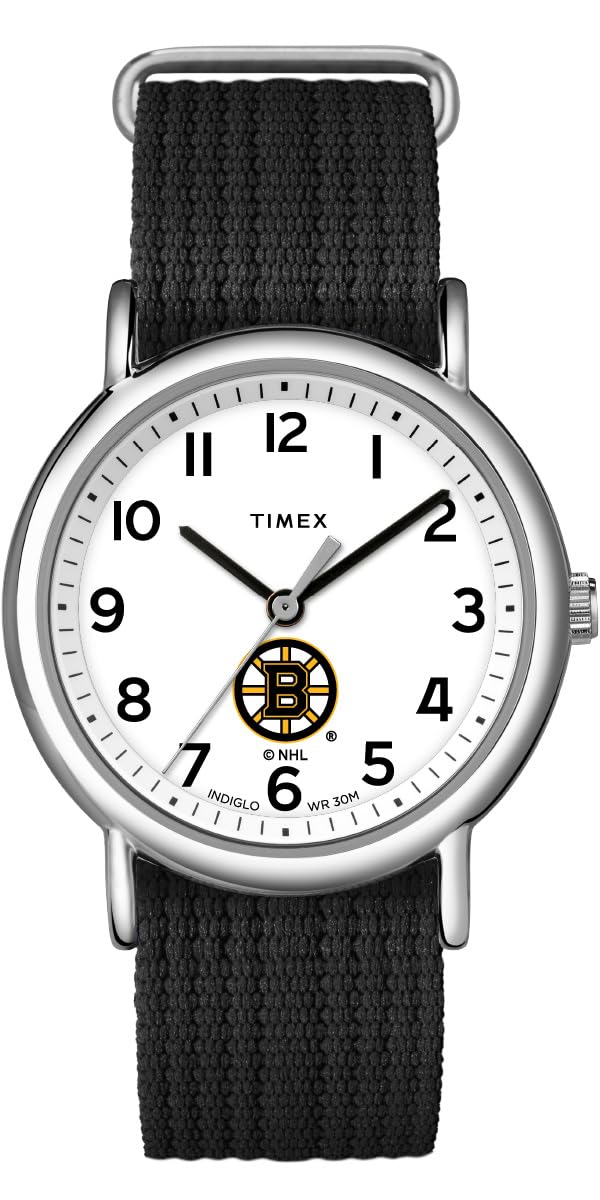 Timex ユニ一発やる Weekender 38粍 ウオッチ - Boston Bruins スリップスルーシングルレイヤーストラップ