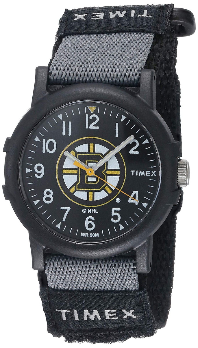 Timex NHL Recruit 38粍 ウオッチ Boston Bruins ブラックファブリックストラップ