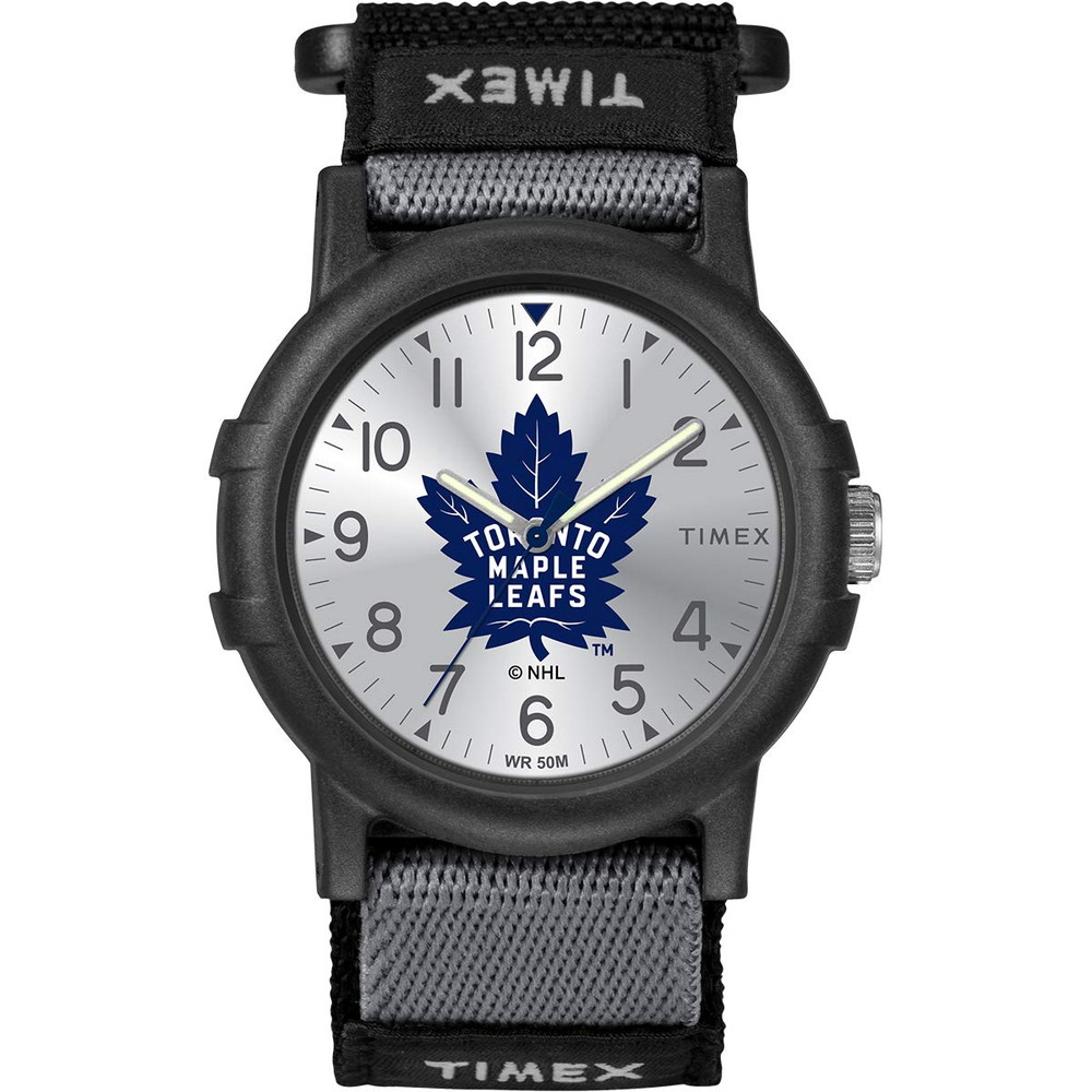 Timex NHL Recruit 38粍 ウオッチ Toronto Maple Leafs ブラックファブリックストラップ