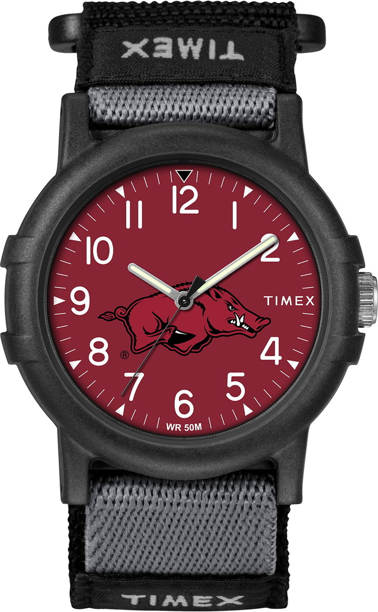 Timex ユニセックス Collegiate Recruit 38mm 腕時計 - Arkansas Razorbacks ブラックファブリックストラップ