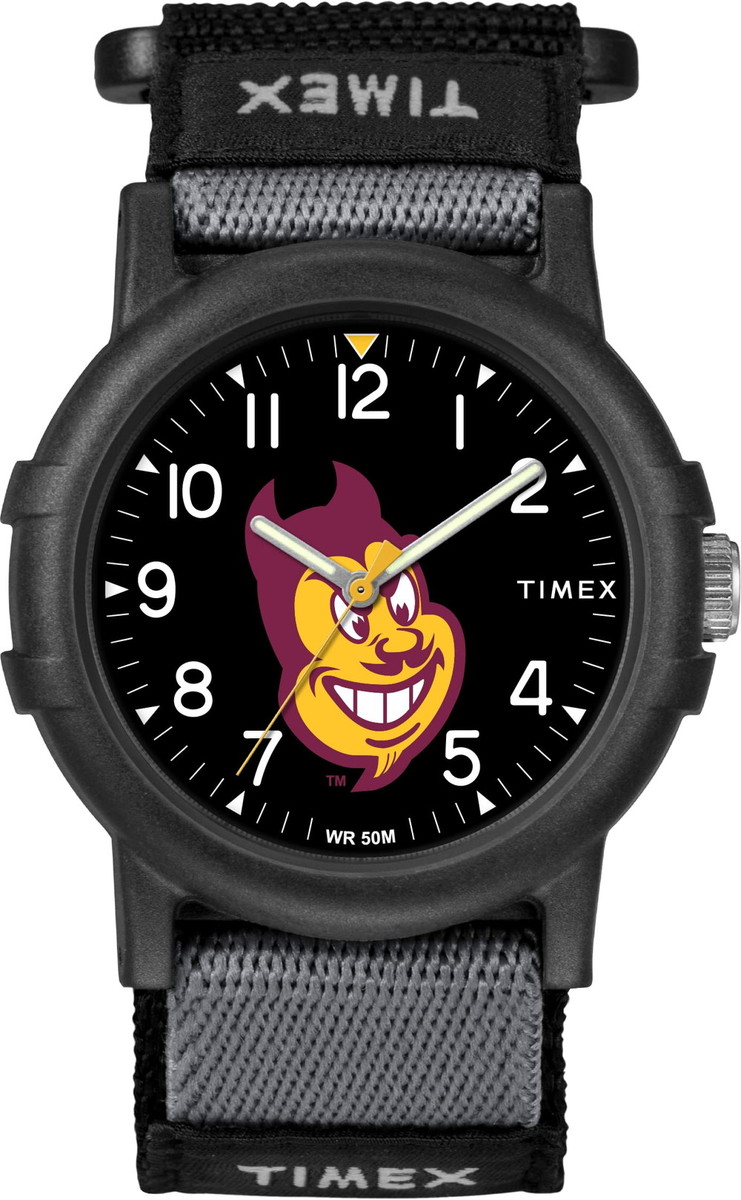 Timex Tribute ユニ一発やる Collegiate Recruit 38粍 ウオッチ - Arizona State Sun Devils ブラックファブリックストラップ