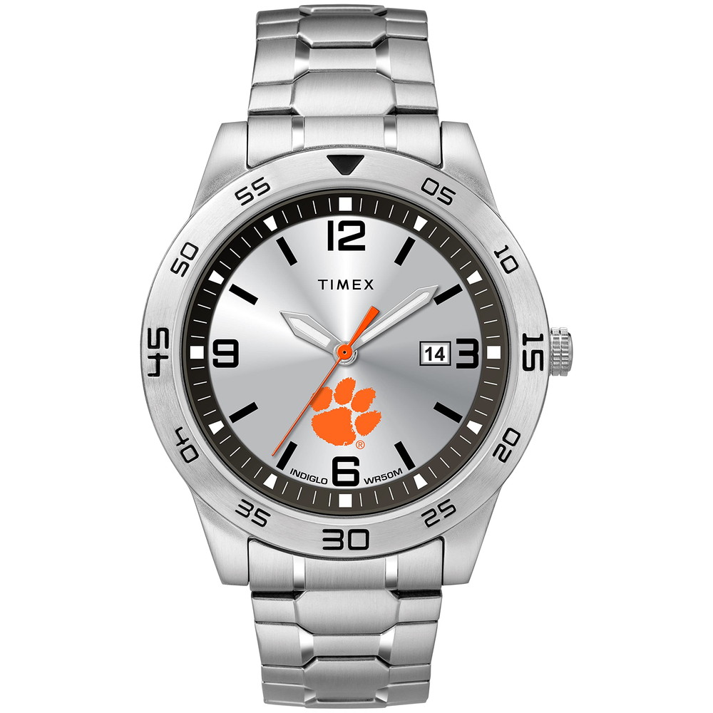 Timex Tribute メンズ Collegiate Citation 42粍 ウオッチ Clemson Tigers ステンレススチールエクスパンションバンド