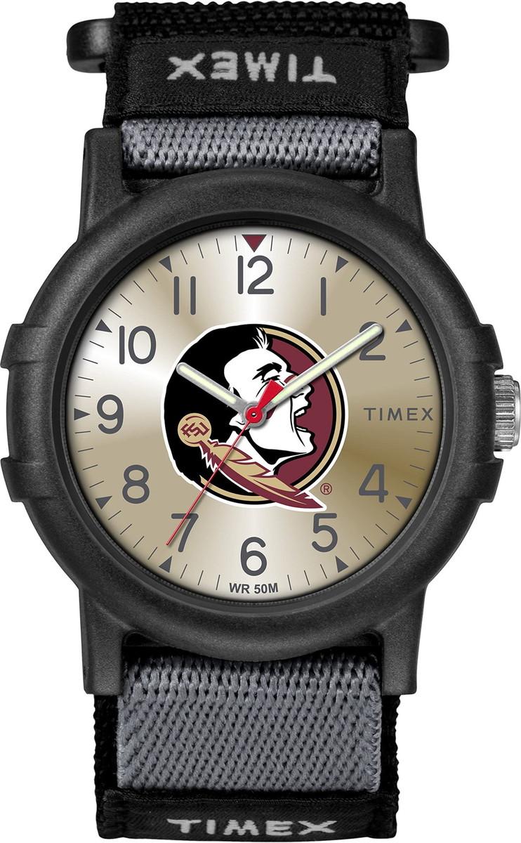 Timex ユニ一発やる Collegiate Recruit 38粍 ウオッチ - Florida State Seminoles ブラックファブリックストラップ