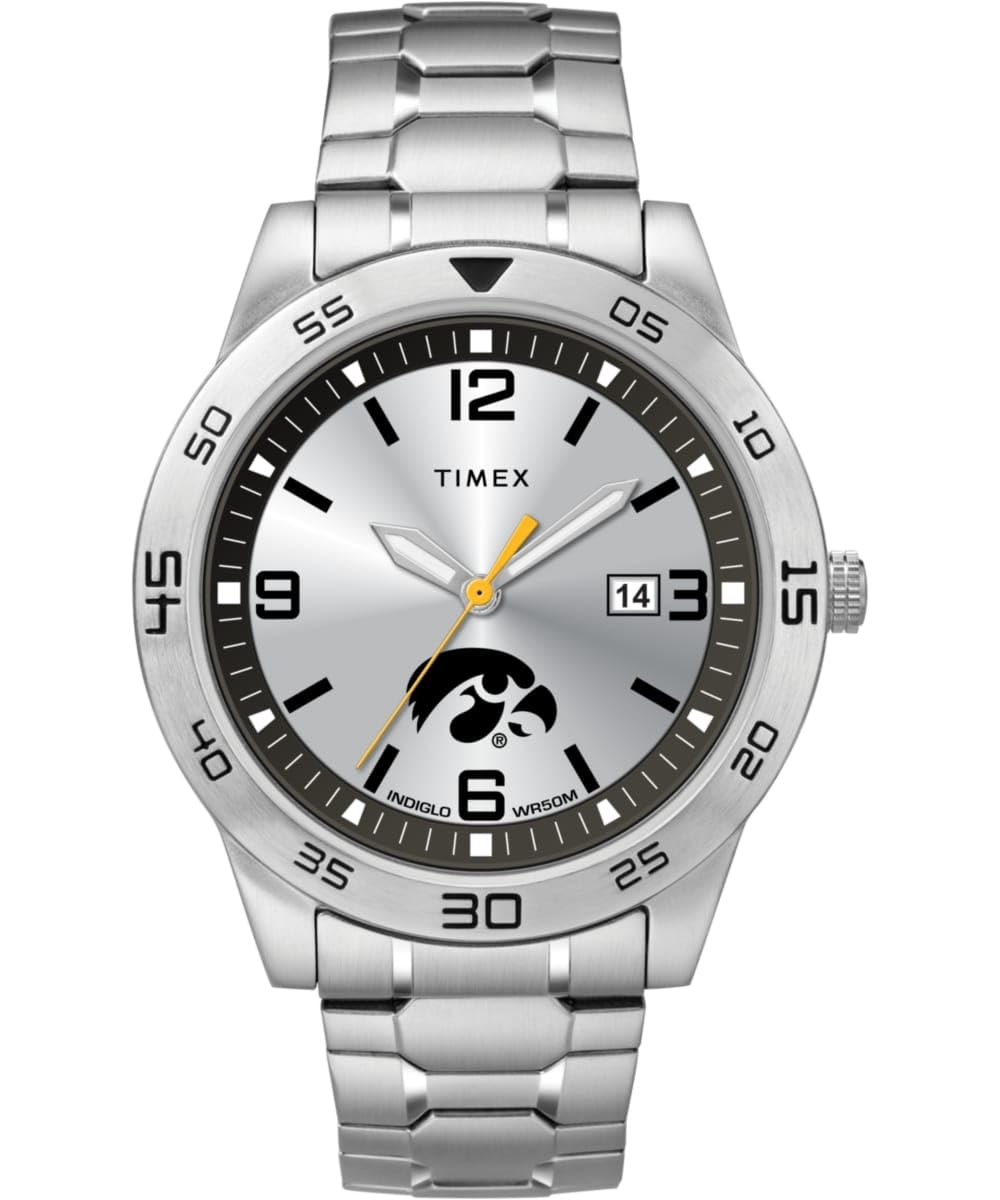 Timex Tribute メンズ Collegiate Citation 42粍 ウオッチ Iowa Hawkeyes ステンレススチールエクスパンションバンド