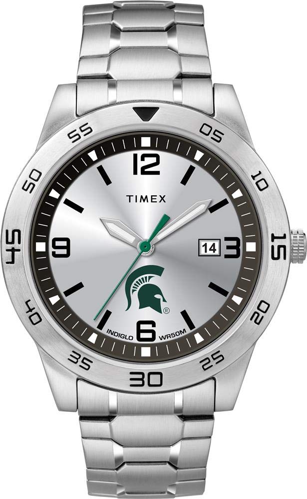 Timex Tribute メンズ Collegiate Citation 42mm 腕時計 Michigan State Spartans ステンレススチールエクスパンションバンド