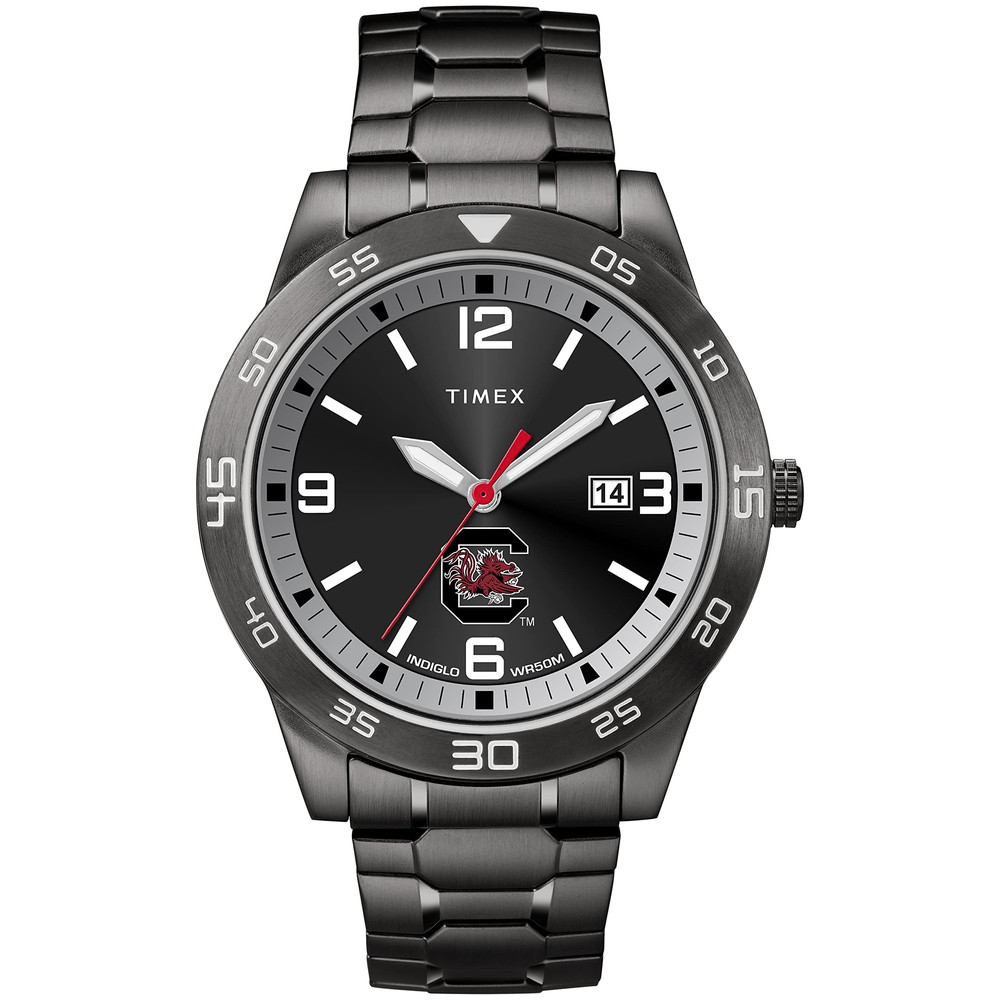 Timex Tribute メンズ Collegiate Acclaim 42mm 腕時計 South Carolina Gamecocks ブラックステンレススチールエクスパンションバンド