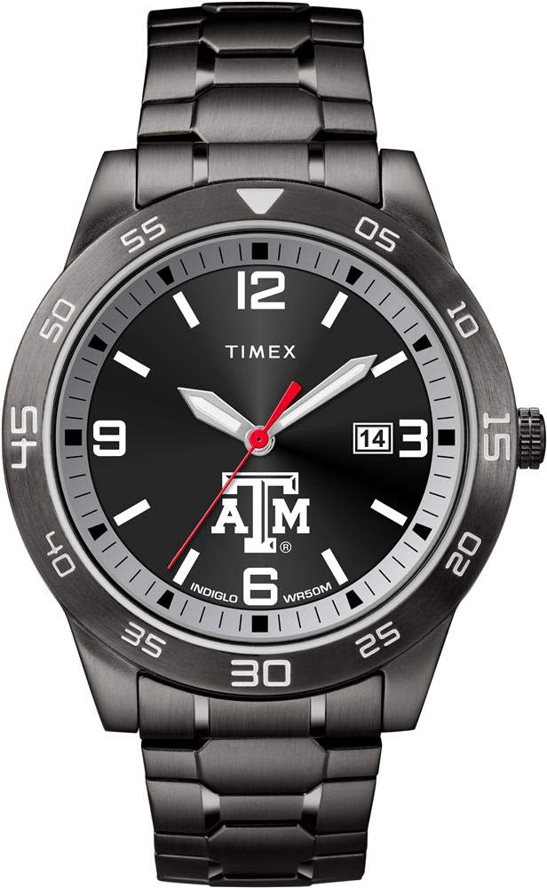 Timex Tribute メンズ Collegiate Acclaim 42粍 ウオッチ Texas A\u0026M Aggies ブラックステンレススチールエクスパンションバンド