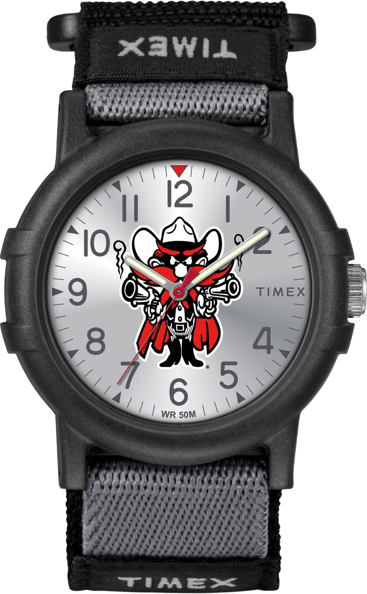 Timex Tribute ユニ一発やる Collegiate Recruit 38粍 ウオッチ - Texas Tech Red Raiders ブラックファブリックストラップ