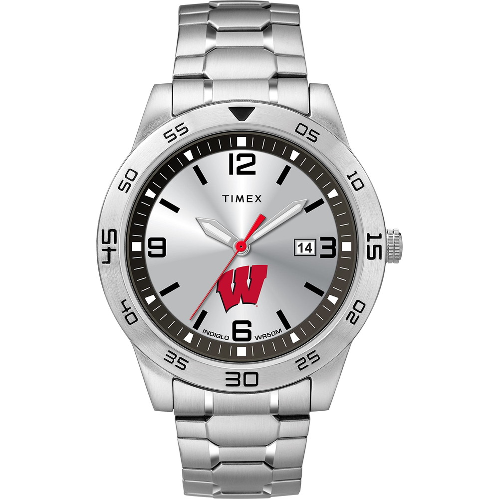 Timex Tribute メンズ Collegiate Citation 42粍 ウオッチ Wisconsin Badgers ステンレススチールエクスパンションバンド