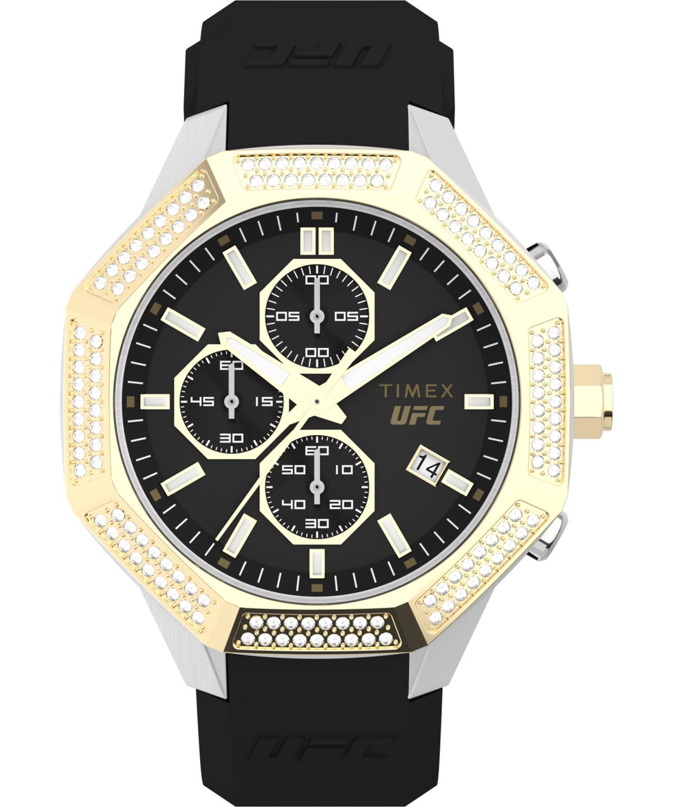 Timex ユニセックス UFC King 45mm 腕時計 ブラックストラップ ブラックダイアル ツートーンケース