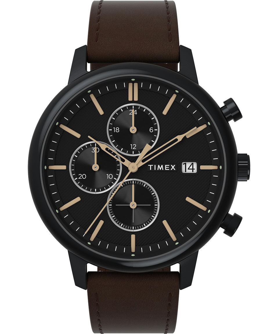 Timex メンズ Chicago 45粍 ウオッチ 赤銅色腕輪 黒いこと文字盤 黒いこと容れもの