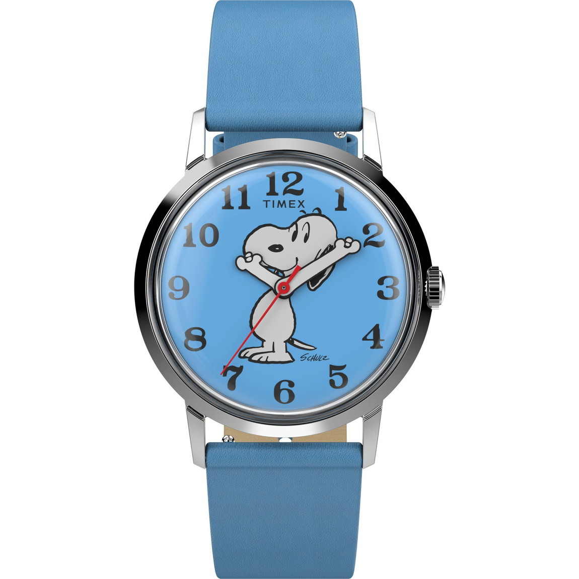 Timex x Peanuts メンズ Marlin Hand Wound Reissue 34mm 腕時計 ブルーストラップ ブルーダイアル ステンレススチールケース