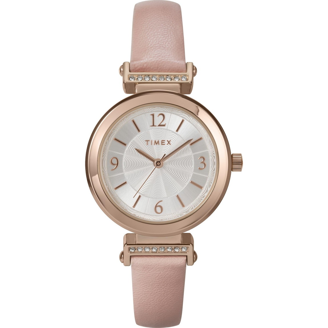 Timex レディース Main Street 31mm 腕時計 ピンクストラップ シルバーダイアル ローズゴールドトーンケース