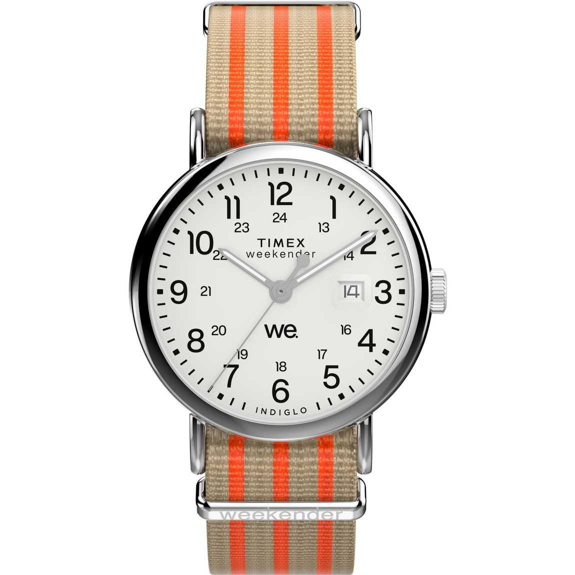 Timex メンズ Weekender 40粍 ウオッチ タンス落とし穴 白いこと文字盤 シルバートーンケース