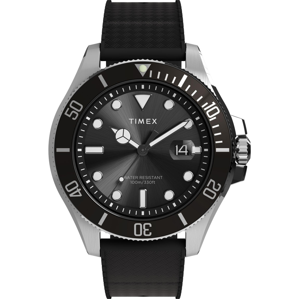Timex メンズ Harborside Coast 43粍 ウオッチ ブラックストラップ 黒いこと文字盤 IP スチール写真容れもの