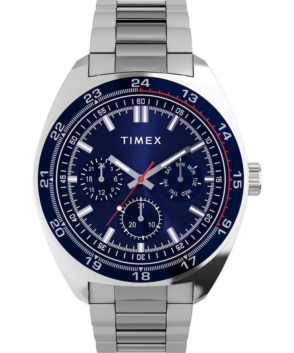 Timex メンズ Trend 45 粍 ウオッチ しろがね色音の高低 ステンレス鋼スチール写真 腕輪 青碧文字盤 シルバートーンケース TW2Y22700